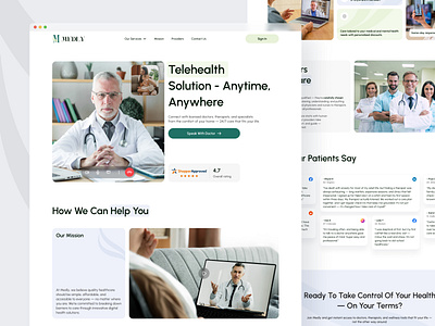 Telehealth Landing Page about us clean design doctor online footer header health healthcare interface landing page medicine pricing product responsive telecounseling telehealth telemedicine testimonials ui ux