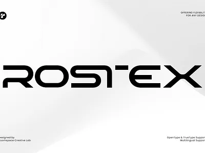 Rostex – Futuristic Techno Display Font bold brand logo branding display futuristic graphic design headline logo logo font logotype magazine poster sans serif smart storng technology typography ui vector watch