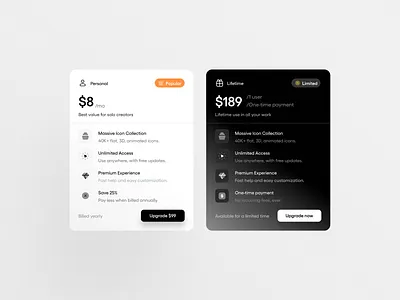 Pricing Modal app ios landing page minimal modal payment pricing ui ux website