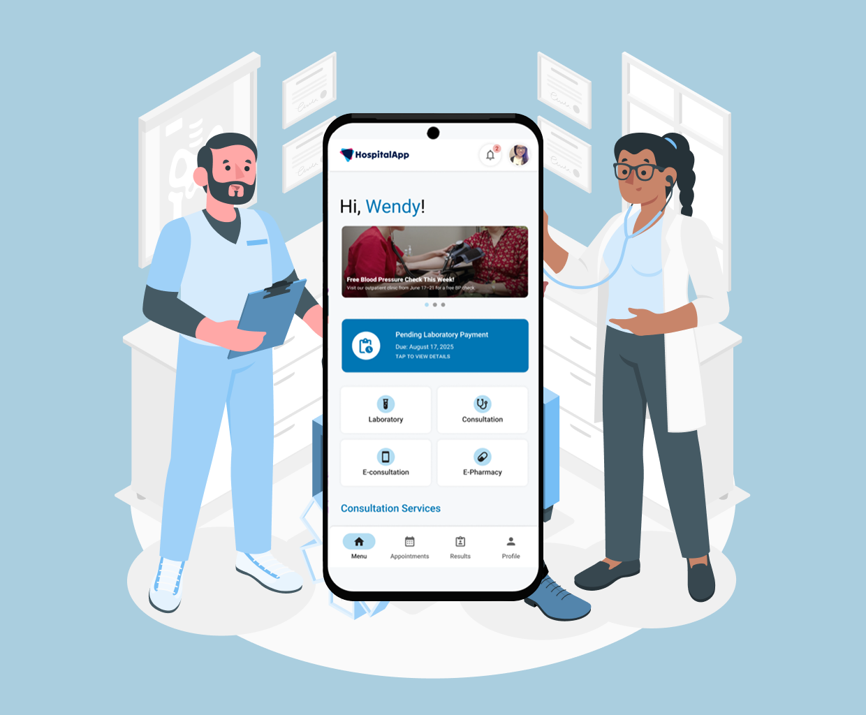 HospitalApp: Laboratory Feature (UI Design Case Study) case study figma graphic design hospital hospital app laboratory laboratory booking medical laboratory mobile app product design ui ui design user interface ux ux design uxui design wendy jane
