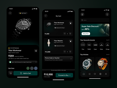 Watch Selling App android app colors dark theme design e commerce ios mobile product deisgn selling ui user experience ux watch