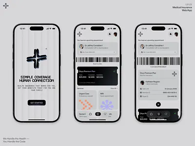Onyx — Mobile App Design for Medical Insurance experience design health health app healthcare human centered design insurance medical insurance medicine mobile app mobile ui ui ux user experience ux design wellness