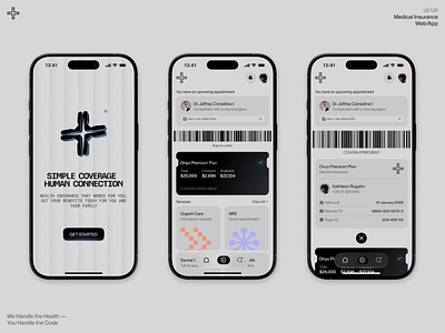 Onyx — Mobile App Design for Medical Insurance experience design health health app healthcare human centered design insurance medical insurance medicine mobile app mobile ui ui ux user experience ux design wellness