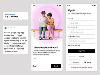 Sign Up | Day 1 - 100 Days of Daily UI Challenge 100daysofui appdesign dailyui figma loginscreen minimaldesign mobileapp product design uidesign uxdesign