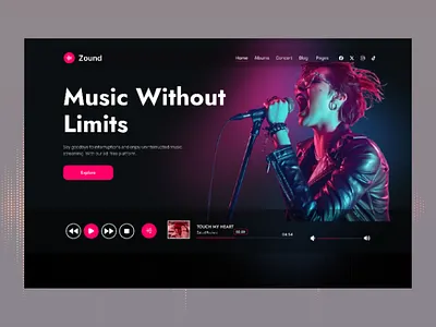 Music landing Page creative design creative website interactive design landing page modern design modern web design modern website music music app music landing page music library design music website sound uiux design web design web ui