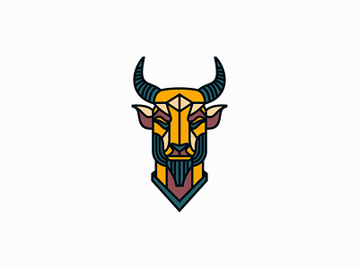 Geometric Minotaur Logo animal bold branding bull colorful design geometric identity illustration lines logo mark minotaur myth powerful strong symbol vector