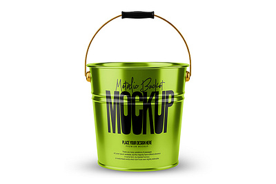 metal bucket stainless steel pail mockup design presentation