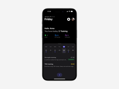 Unofit app — Main screen preview animation app design ui ux
