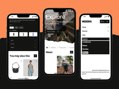 WEEKENDS Mobile Pages adventure branding design e commerce graphic design identity logo mobile outdoor screen supply uiux weekends