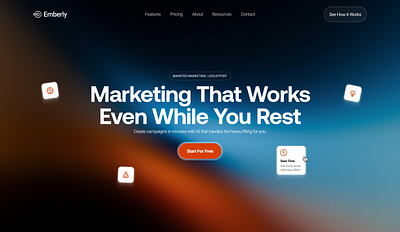 Emberly ads hero section marketing saas saas website software as a service ui ui design web design website website design