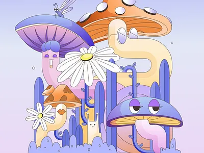 Fungi Whispers character design digital drawing flowers fungi illustration mashrooms nature vector art