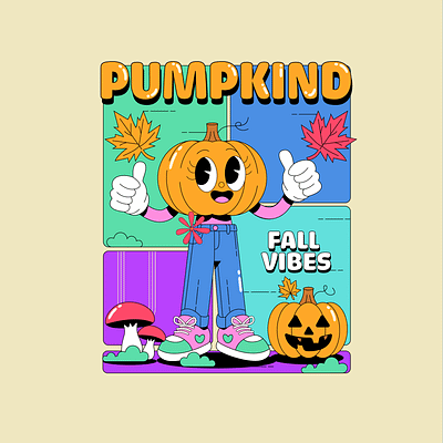 PUMPKIND - A Retro Fall Illustration graphicdesign illustration