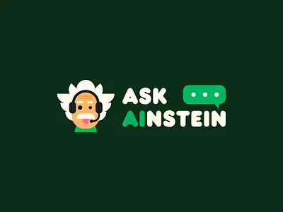 Ask Ainstein / logo design app icon branding character logo edtech education einstein exam prep friendly branding fun geometric illustration learning platform logo logotype mobile app design powered quiz app student study app ui