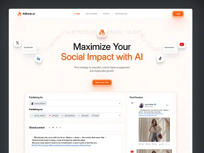 AdGenie AI ⸺ AI-Powered Social Media Marketing Website Design agency agency landing page agency website ai power ai social assistant ai technology ai website artificial intelligence digital marketing agency digital marketing services digital website marketing agency marketing website social media automation tech website ui ui ux design ux website website design