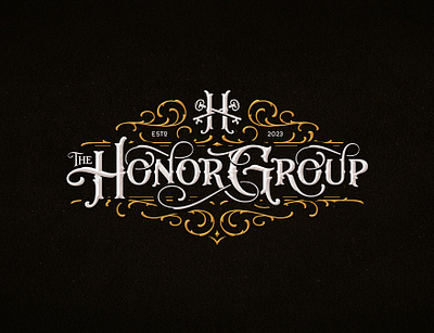 The Honor Group branding custom design graphic design hand drawn honor key law lettering logo logotype monogram ornaments real estate typography victorian