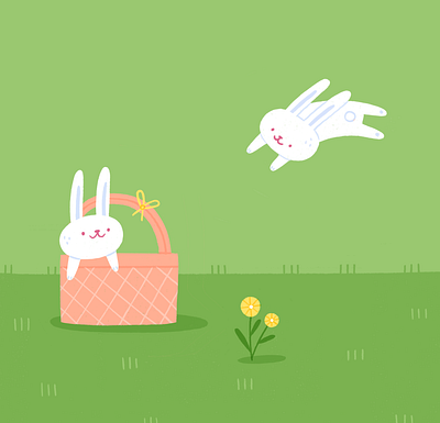 Easter Bunnies basket bunny character easter illustration procreate rabbit spring texture