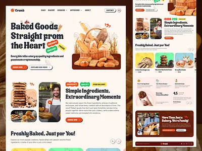 Crumb – Bakery Website Design baked goods bakery shop bakery web design bakery webdesign bakery website cake cookies ecommerce food landing page minimal modern website organic product store pastry radiyal ui design web design web ui design website design