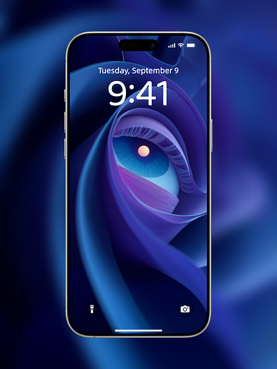 Velvet Iris: Neon‑Blue Eye Bloom - Wallpapers (Desktop + Phone) aesthetic background desktop eye flower minimalist phone purple wallpaper