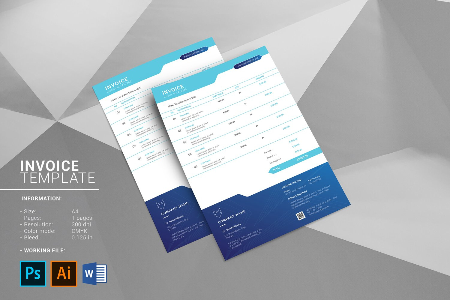 Invoice Template billing form design docx invoice layout order invoice photoshop receipt template