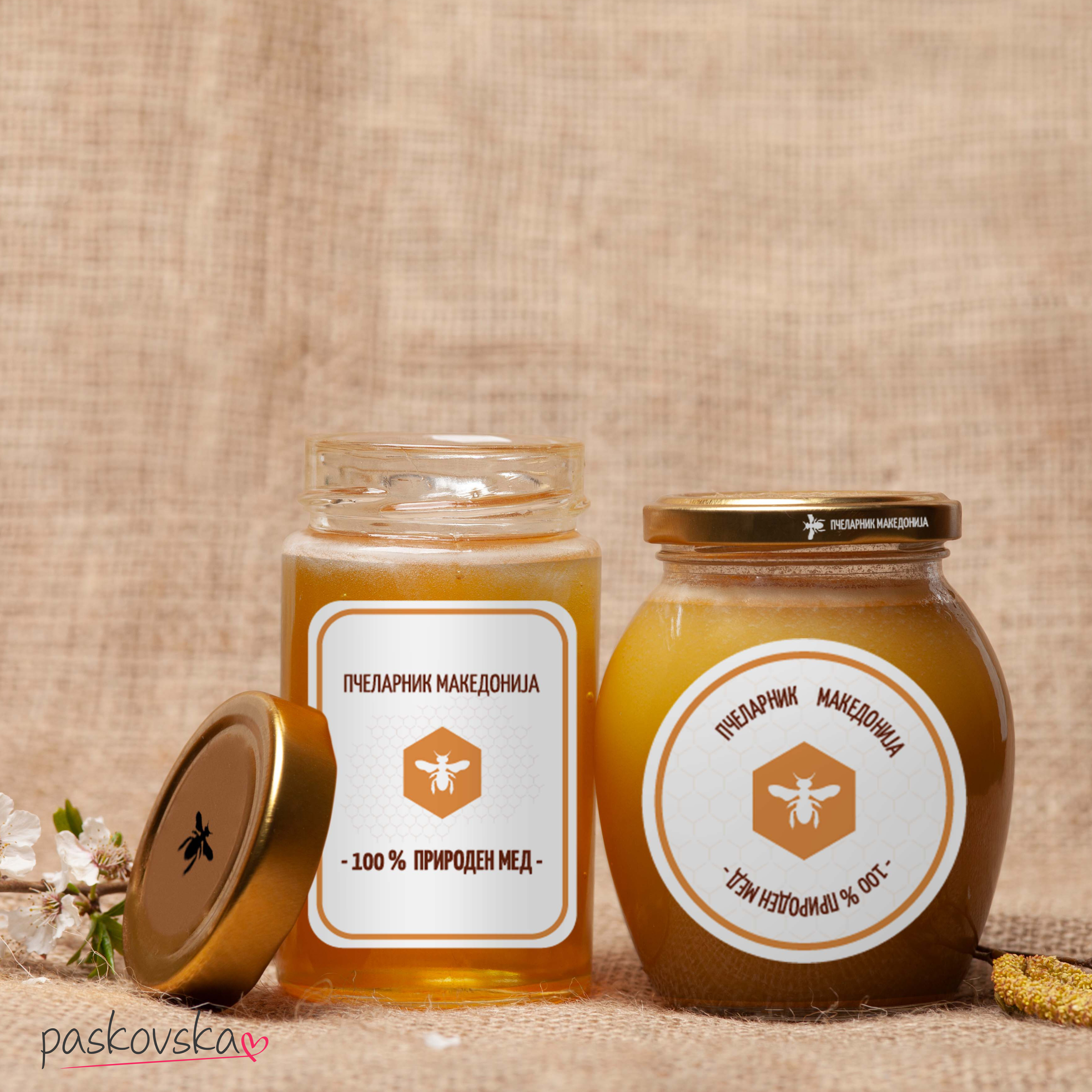 Beekeeping Macedonia – Honey Jar Label & Logo Design branding graphic design logodesign typography vector