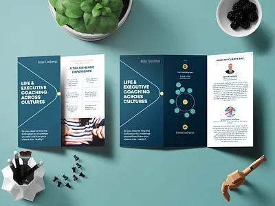 Brochure for Coaching branding brochure coaching design graphic design illustration leaflet print triptych
