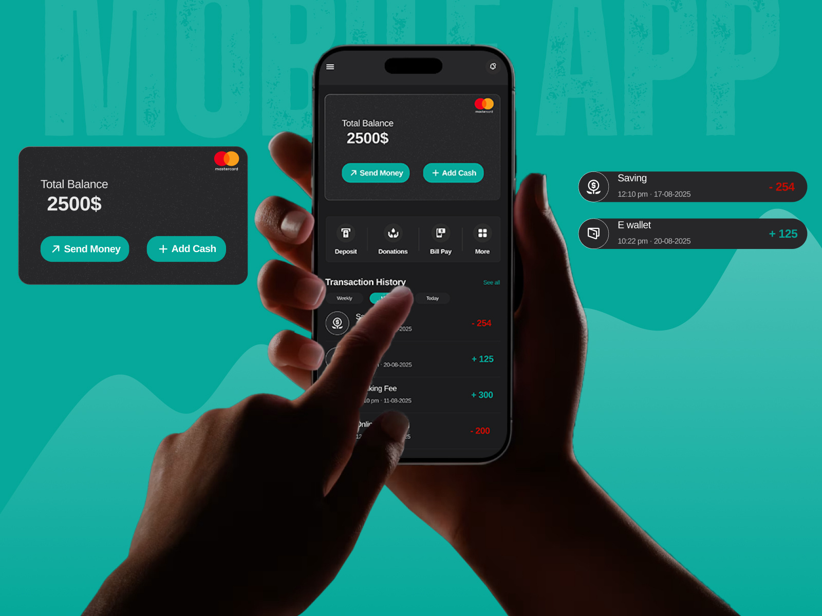 Apptechies | Modern Fintech Mobile App UI/UX Design app bankingapp fintech fintech mobile app mobilewallet moneytransferapp screen ui uiux