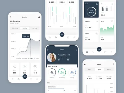 Body Activity Tracker Mobile App UI Kit activity app chart design fitness ui ui design ui kit ux workout