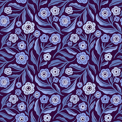 Navy floral pattern botanical floral graphic design hand drawn pattern illustration nature navy blue pattern designer surface pattern design vintage