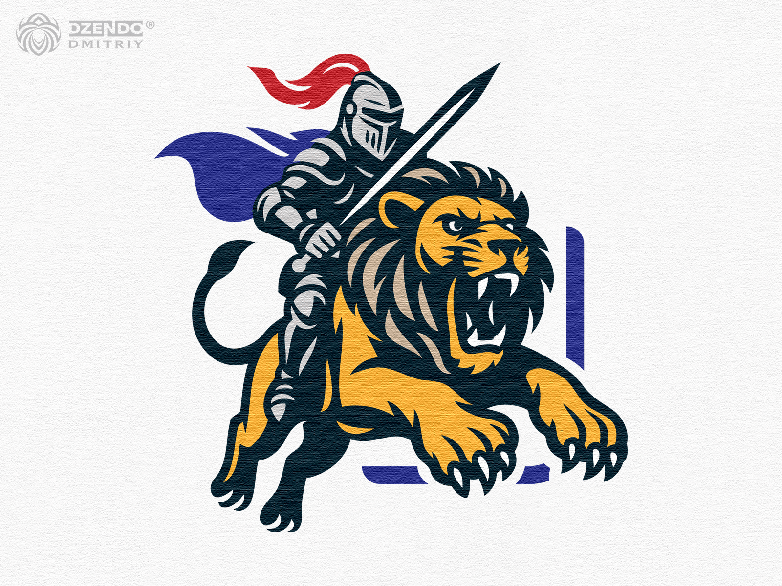 Knight Riding Lion Logo animal logo branding knight logo knight riding lion logo lion logo logo medieval logo power logo powerful branding royal logo warrior logo