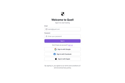 Quellit Login page