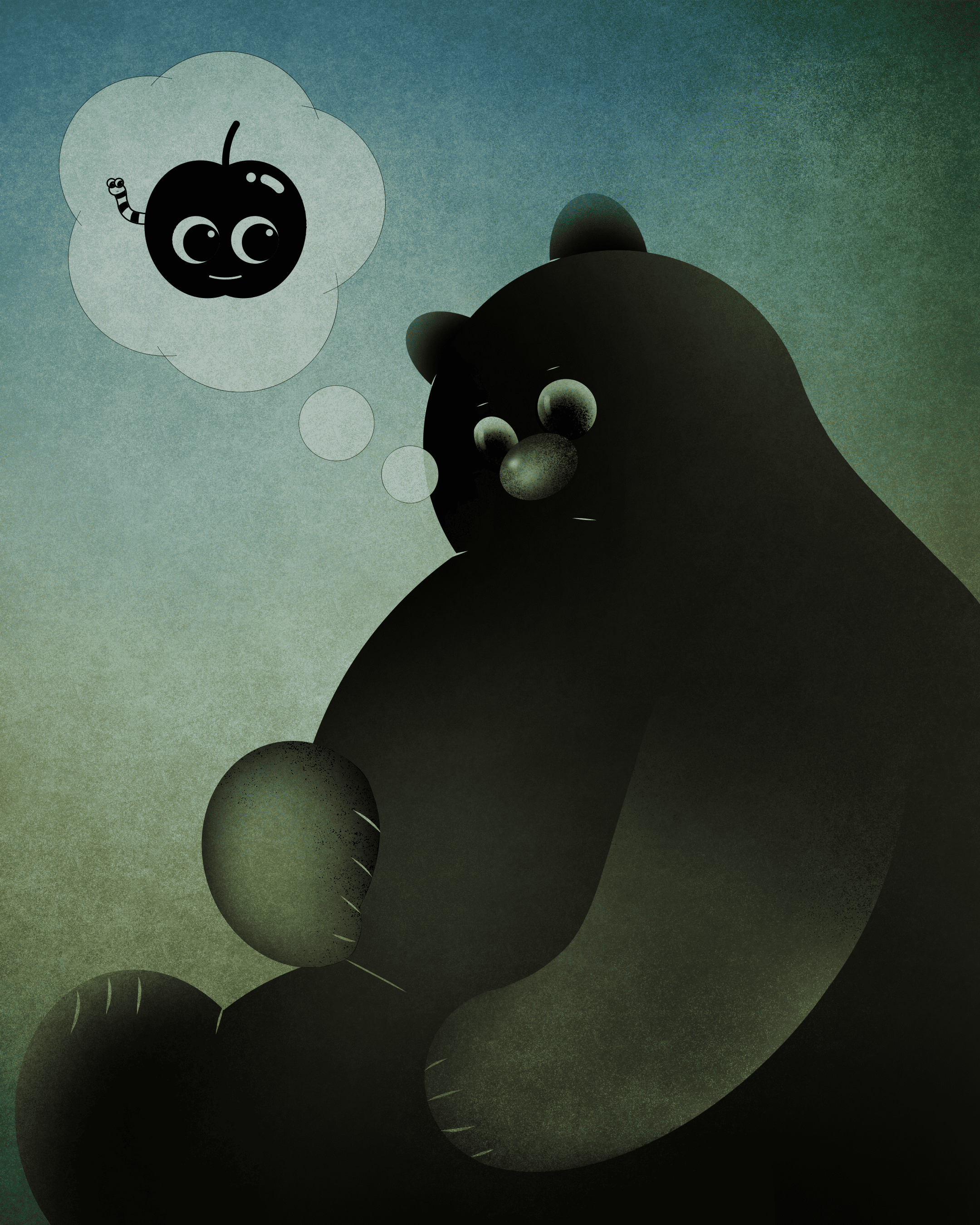 Bear and Apple animal art design editorial illustration graphic design illustration poster