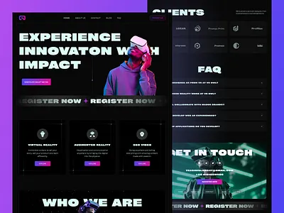 Virtual Reality Landing Page ai ar vr landing page saas technology ui uiux web design website design