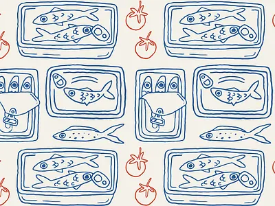 Sardine love pattern creative market design elements fishermancore hand drawn illustration pattern sardine sea seamless summer vector