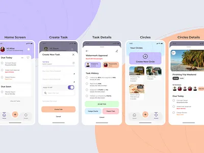 Task Circle App android app design design figma ios mobile app ui ui design uxui design