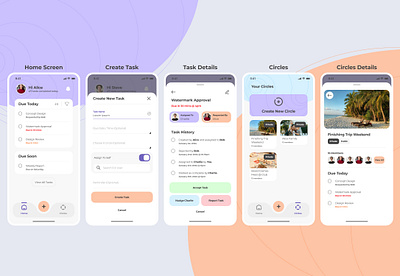Task Circle App android app design design figma ios mobile app ui ui design uxui design