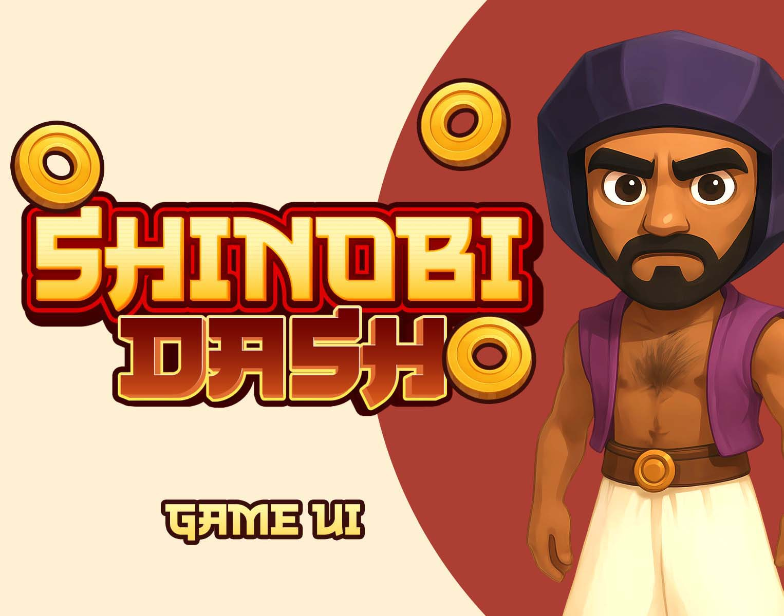 Shinobi Dash—Endless Runner Game Interface Design cartoon ui game design game ui ui