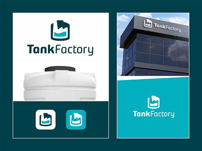 TankFactory logo blue branding design factory fimbird graphic design illustration logo logodesigner sea tank water