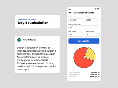 Investment Calculator | Day 4 - 100 Days of Daily UI Challenge interfacedesign