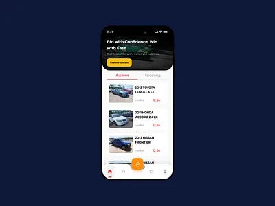 Auction Made Simple – Mobile App UI/UX branding dark design figma homepage illustration landing page ui ui design uiux uiux design uiux designing ux ux design