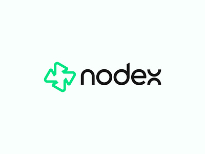 nodex abstract brand identity code geometric green line logo logo design minimal modern node round sleek startup tech triangle web