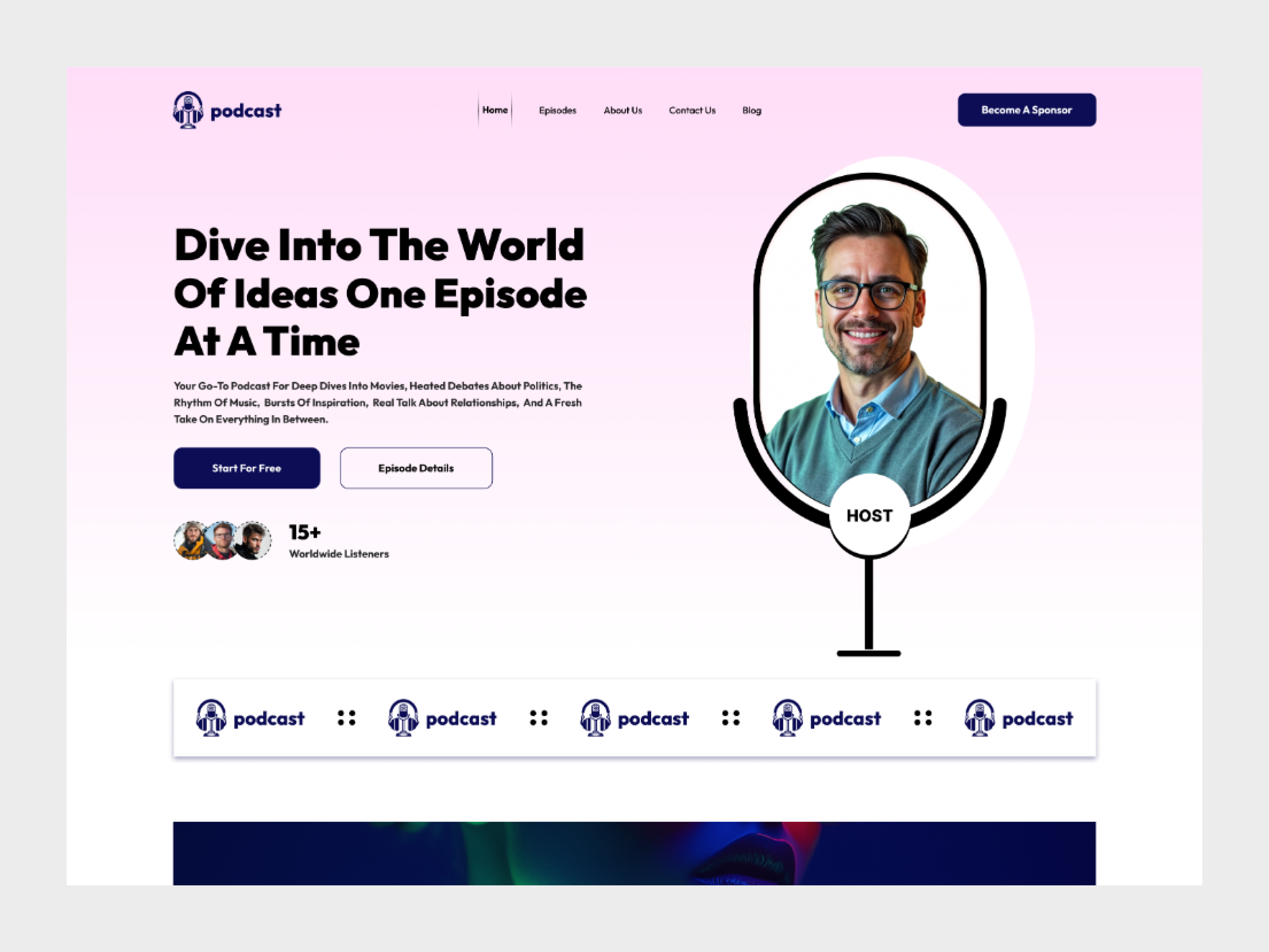 Podcast Website Landign Page Design. podcast website