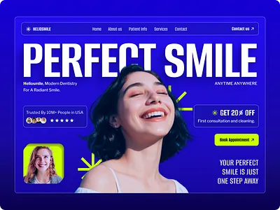 Modern Website UI/UX Design For Dental Care - HelioSmile clean website clinic website dental care dental care website dental practice website dental website dentist dentist website dentistry doctor website figma healthcare website medical website modern website uiux vibrant website webfolio website website design website inspiration