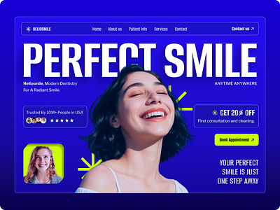 Modern Website UI/UX Design For Dental Care - HelioSmile clean website clinic website dental care dental care website dental practice website dental website dentist dentist website dentistry doctor website figma healthcare website medical website modern website uiux vibrant website webfolio website website design website inspiration