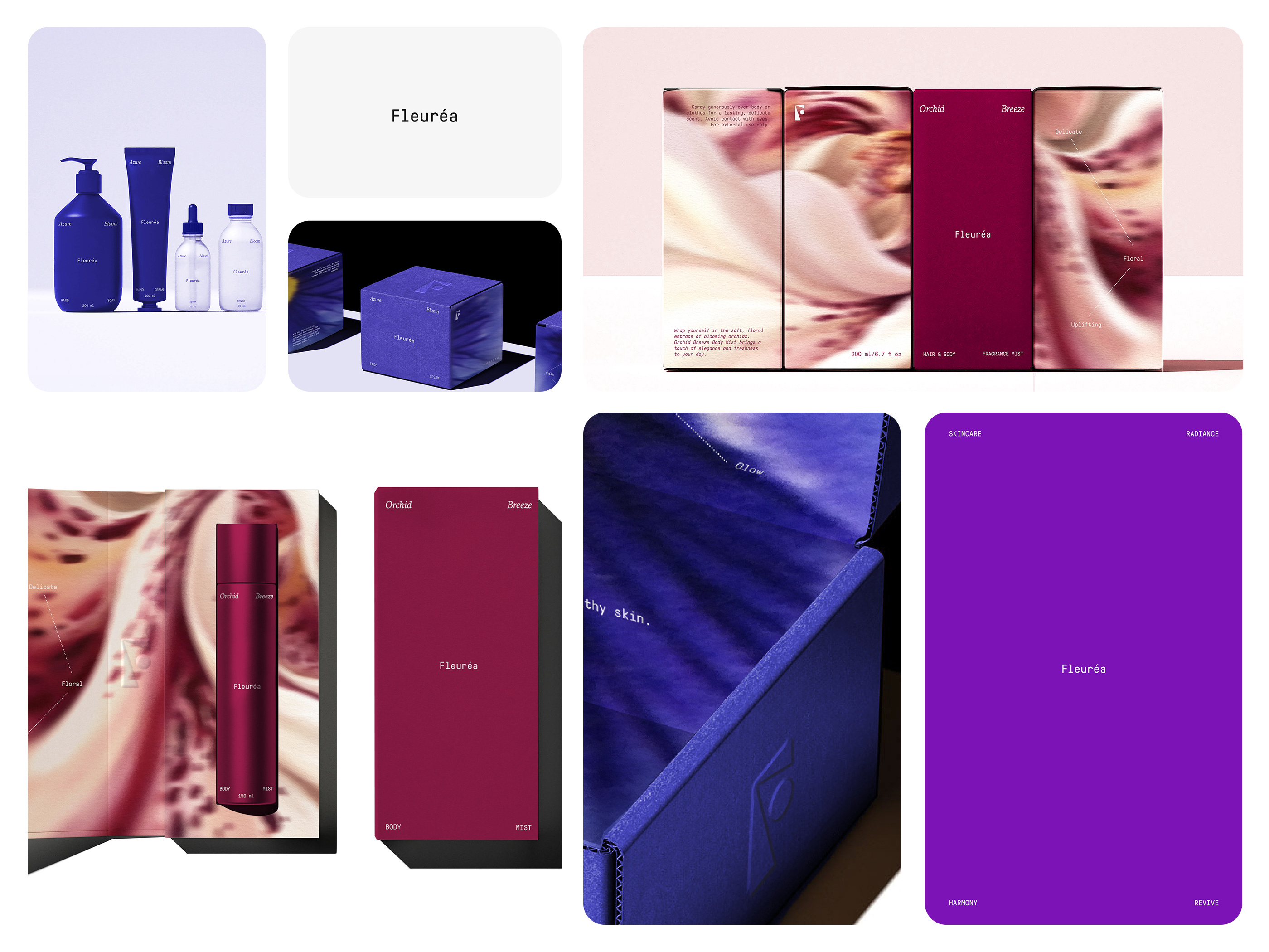 Fleurea - Branding and Packaging Design - Skincare beauty branding cream face cream graphic design logo packaging parfume skincare soap