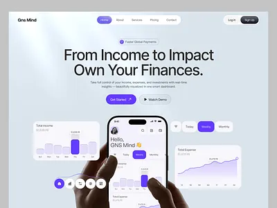 Finance Management Landing Page branding design graphic design icon illustration landing page logo minimal ui ux vector website