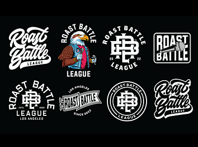 Roast Battle League Branding Pack apparel artwork branding branding identity branding logo branding pack branding package clothing design graphic illustration lettering logo martgraphic monogram roast battle league streetwear typography ui vector