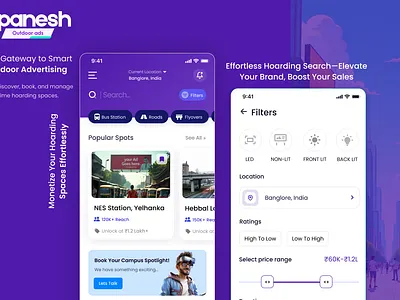 Outdoor Ads-Rent your bill board space design figma graphic design mobile app ui