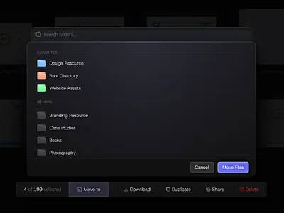 Folder Picker app design bottom menu design figma modal popup product design saas saas design ui uiux uiux design user experience user interface ux uxui web app web app design web application web design
