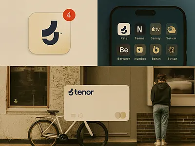 Tenor Brand Identity & App Ecosystem app icon design brand rollout creative graphic design hdr mockup lifestyle mockup minimal design mobile ui real world branding storefront signage tenor branding visual identity