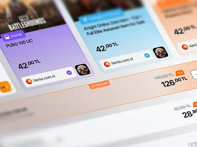 İlanla | Gaming Marketplace Cards UI bento card card design clean layout digital goods ecommerce ui figma game key game marketplace gamers gaming gaming ui modern ui price tag product card responsive design sale badge trust signals ui components ux design